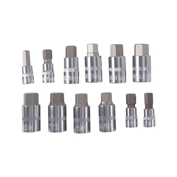 32 Piece S2 Steel Hex Bit Socket Set 1/4 3/8 1/2 in Drive Metric SAE