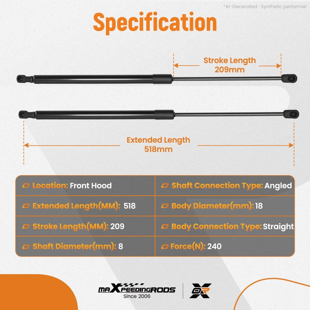 Bonnet Gas ShockSpring compatible for Ford Taurus 10-19 Police Responder Hybrid 2019 6560