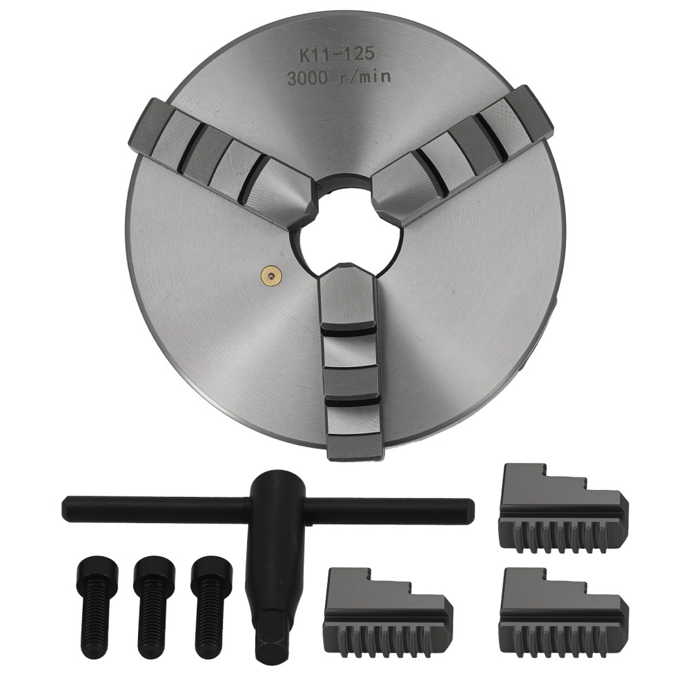 3-Jaw Lathe Chuck K11-125 Self-Centering for Metalworking Milling 125mm