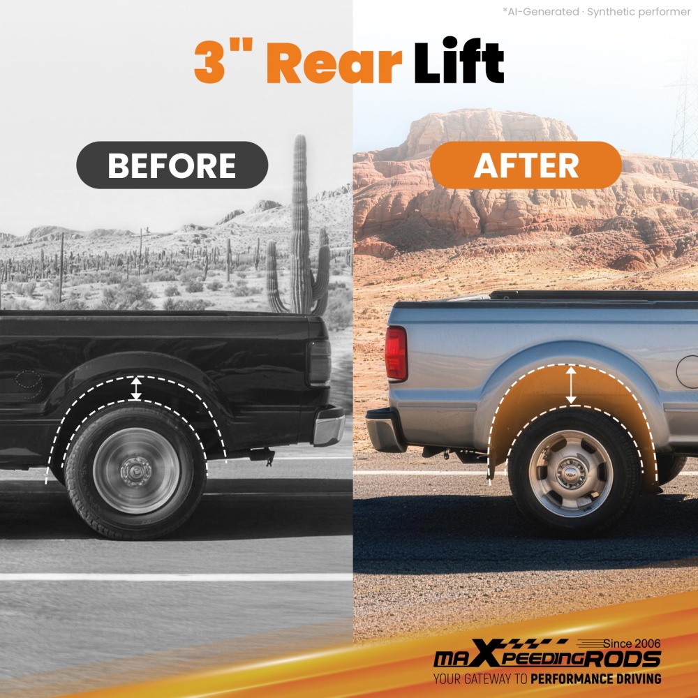 maXpeedingrods 3 Lift Block Kit Rear compatible for Ford F-250 Super Duty 1999-2010