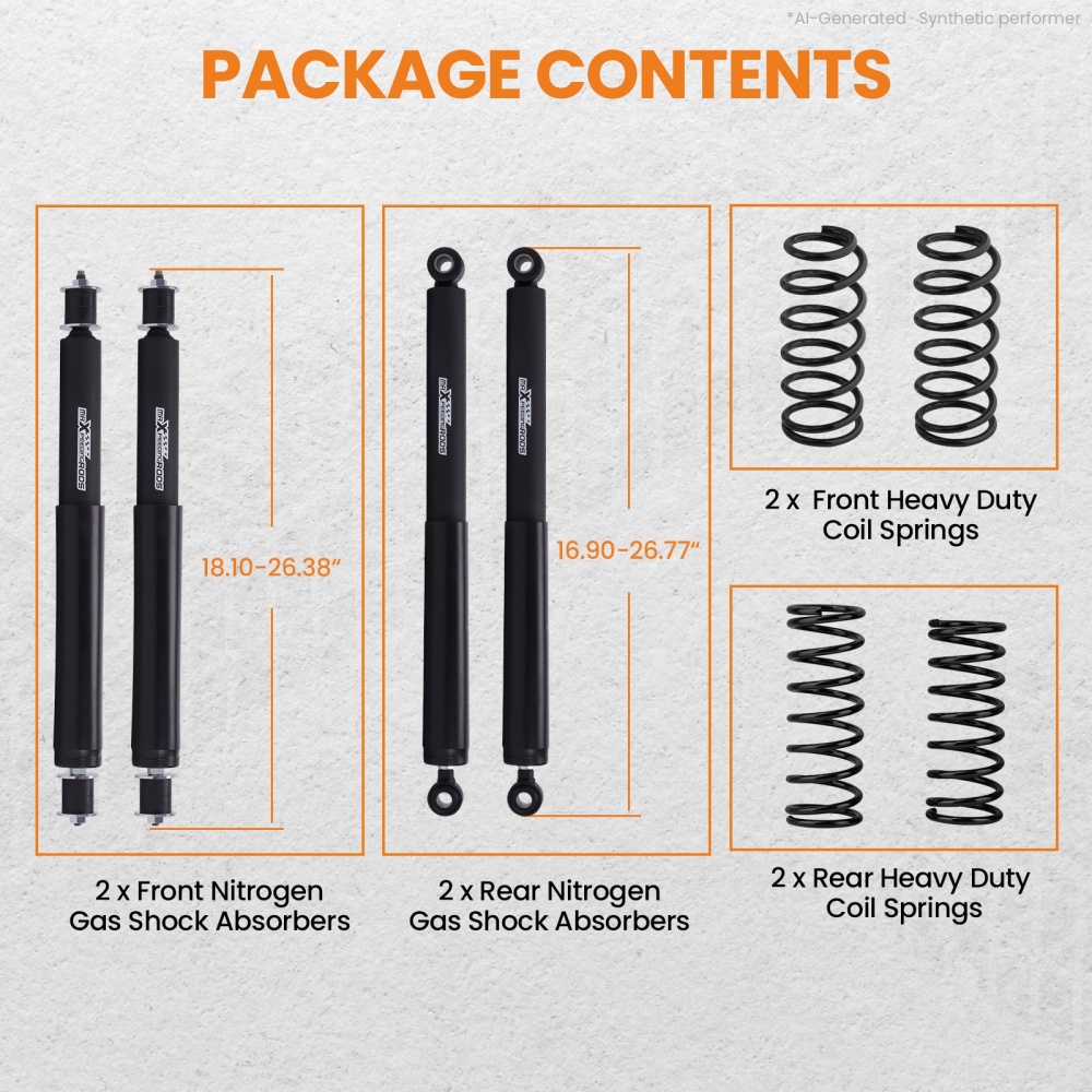 2 Suspension Lift Kits compatible for Nissan Patrol GQ GU 50mm Shock Absorbers Coil Spring
