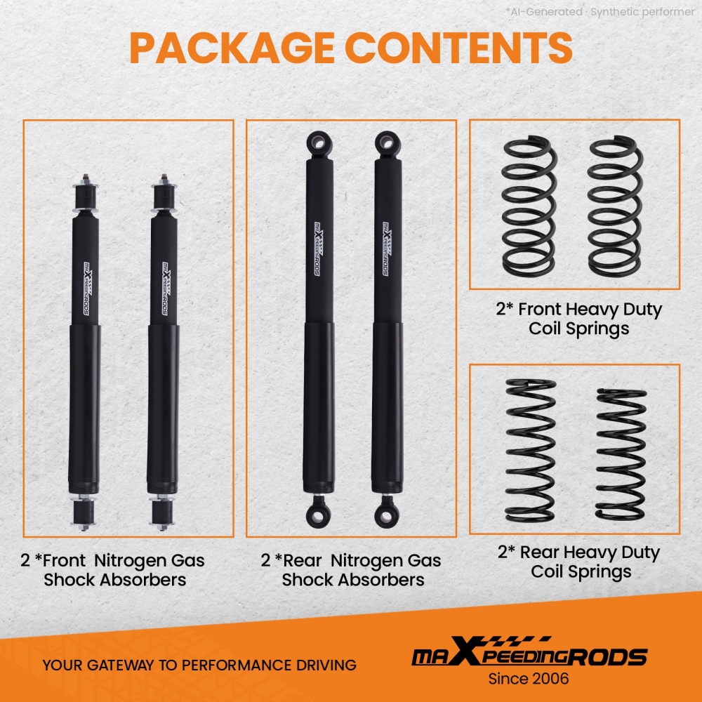 2 Suspension Lift Kits compatible for Nissan Patrol GQ GU 50mm Shock Absorbers Coil Spring