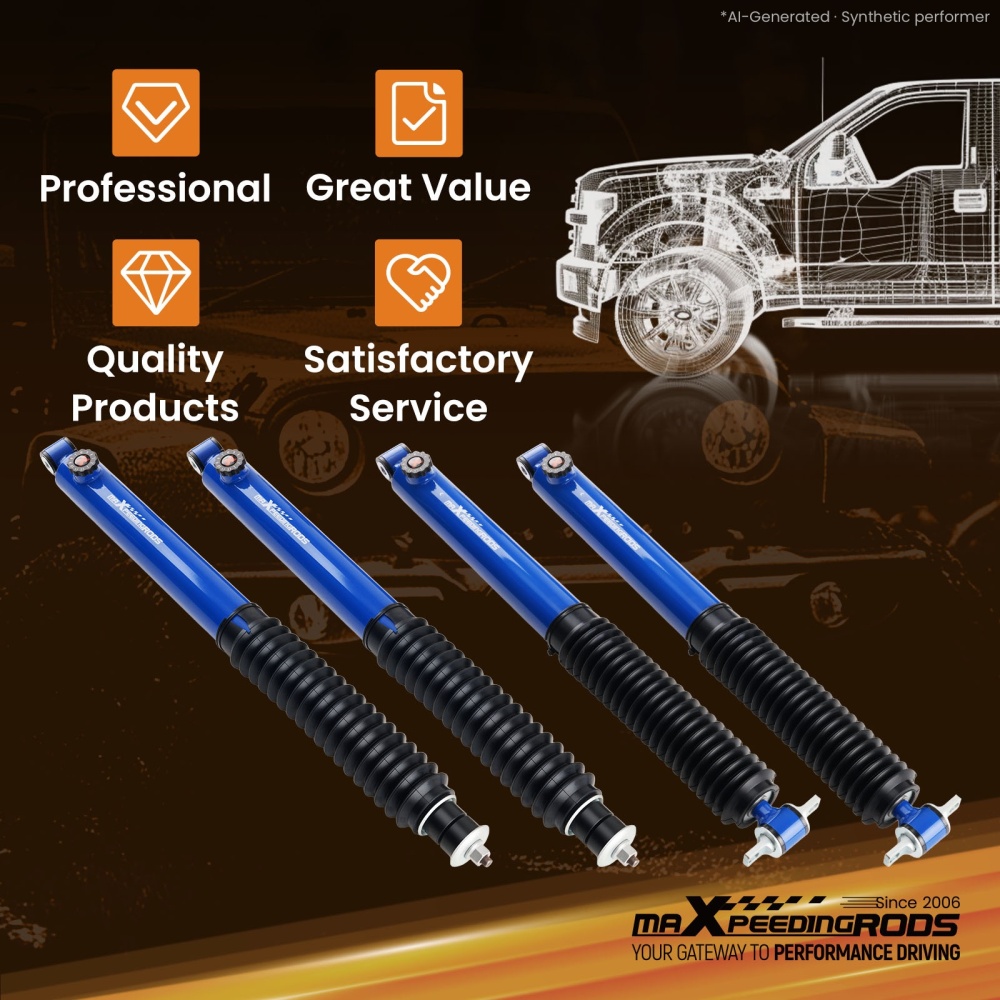 4Pcs Lift Shock Absorber Kit compatible for Jeep Wrangler JK 2007-2018 3-4.5 Inch Lift