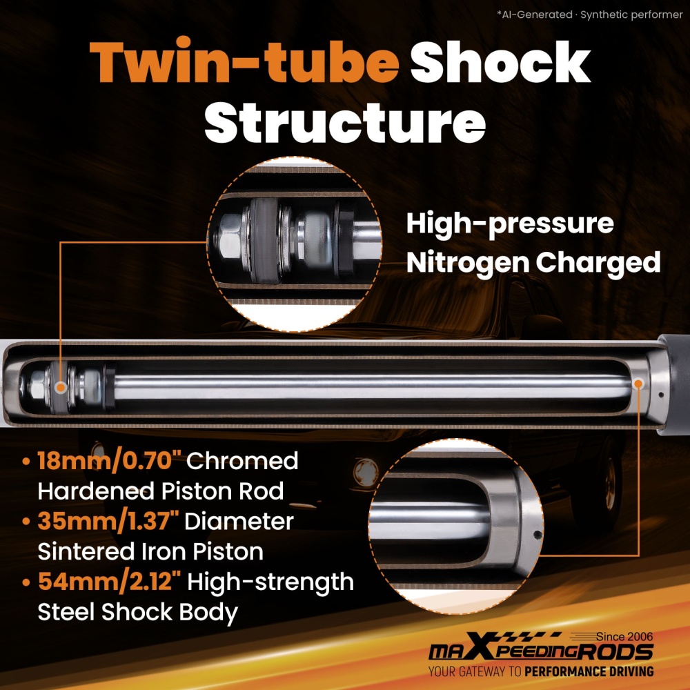 2.5 Lift Shock Absorber for 2005-2010 compatible for Dodge Dakota compatible for Mitsubishi Raider 2WD