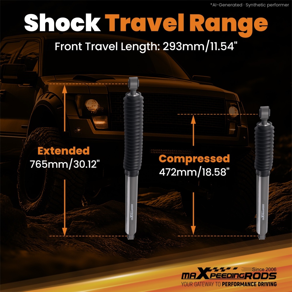 2 Front Lift Kit compatible for Ford F-150 2021-2025 Shocks Spacers Blocks U-Bolts