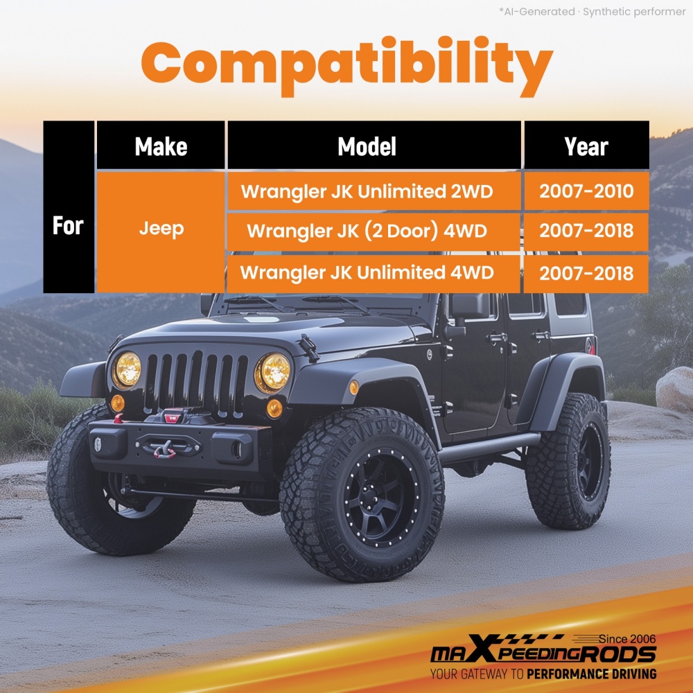 1.75 Front Rear Lift Kit compatible for Jeep Wrangler JK 2007-2018 G1 ShocksHardware