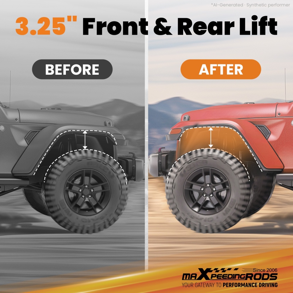 1.75 Front Rear Lift Kit compatible for Jeep Wrangler JK 2007-2018 G1 ShocksHardware