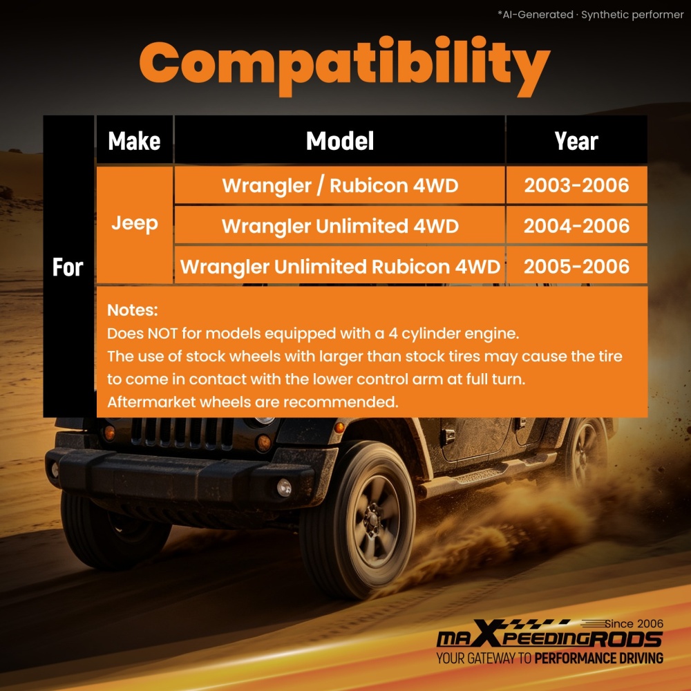 maXpeedingrods 3.25 Lift Kit compatible for Jeep Wrangler/Rubicon/Unlimited 4WD 2003-2006