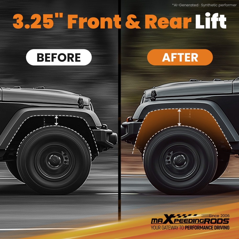 maXpeedingrods 3.25 Lift Kit compatible for Jeep Wrangler/Rubicon/Unlimited 4WD 2003-2006