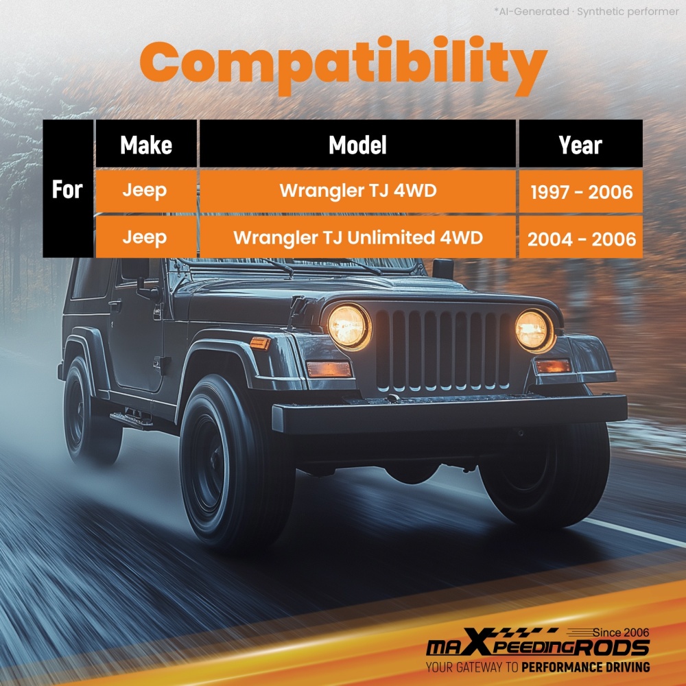 1.5 Lift Shock Kit Front/Rear compatible for Jeep Wrangler TJ 4WD 1997-2006/TJU 2004-2006