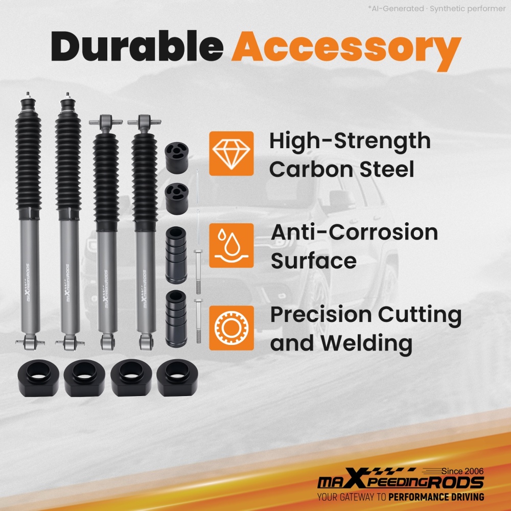 1.5 Lift Shock Kit Front/Rear compatible for Jeep Wrangler TJ 4WD 1997-2006/TJU 2004-2006