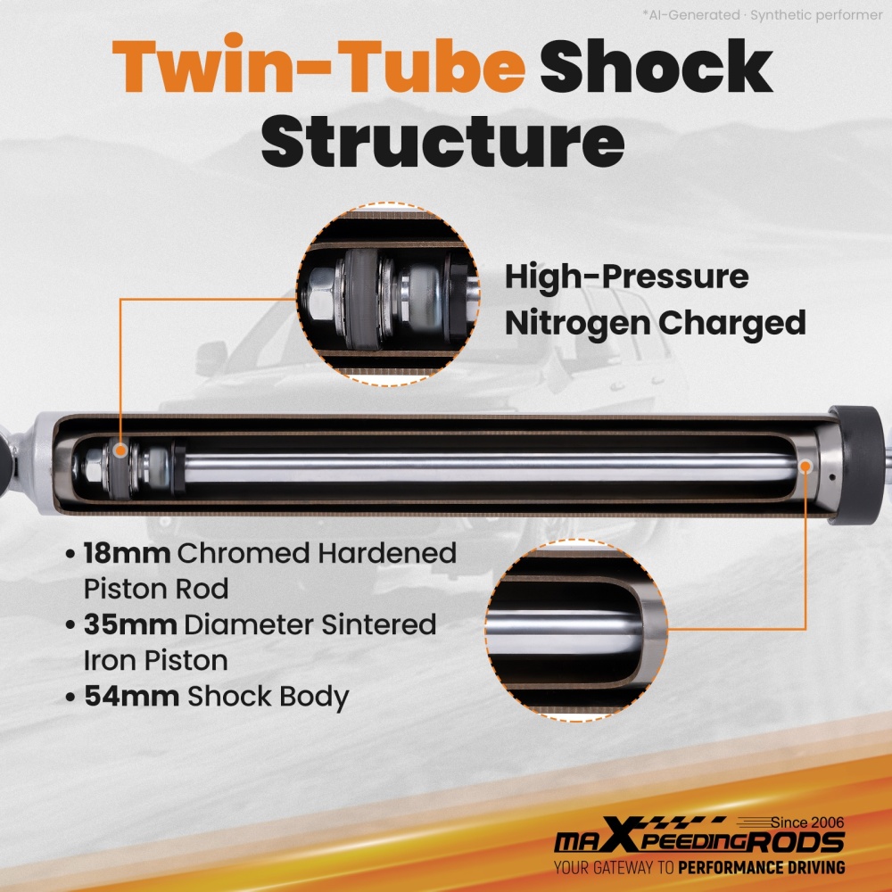 1.5 Lift Shock Kit Front/Rear compatible for Jeep Wrangler TJ 4WD 1997-2006/TJU 2004-2006