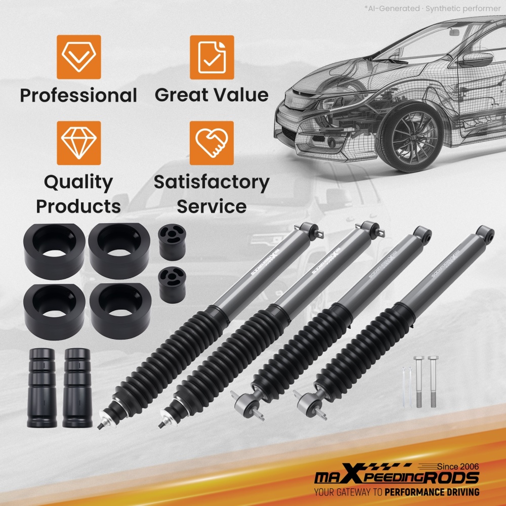 1.5 Lift Shock Kit Front/Rear compatible for Jeep Wrangler TJ 4WD 1997-2006/TJU 2004-2006