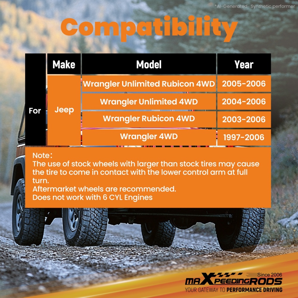 2.5 Suspension Lift Kit compatible for Jeep Wrangler/Unlimited/Rubicon 4WD 1997-2006