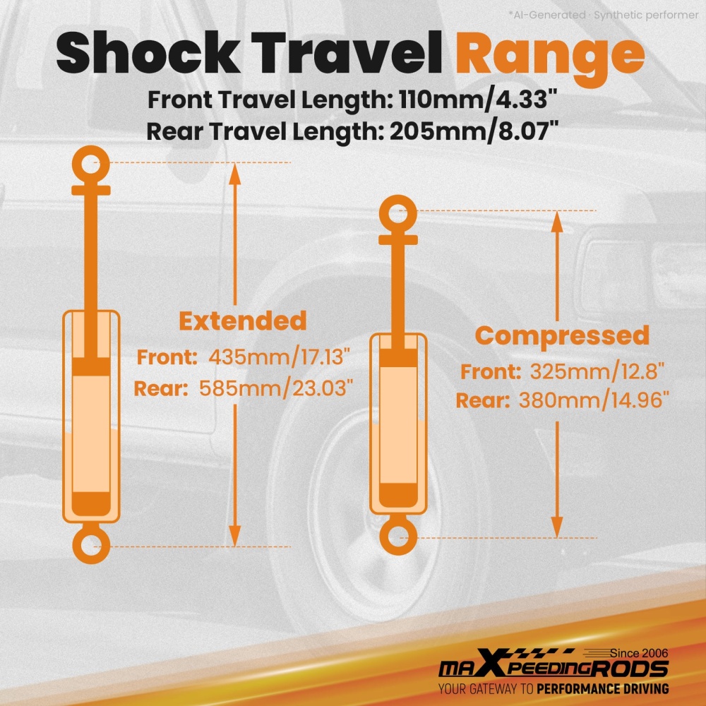 1.5-2 Lift Shock Kit compatible for Nissan D21 Hardbody 4WD 1986-1997 w/ ShocksArms