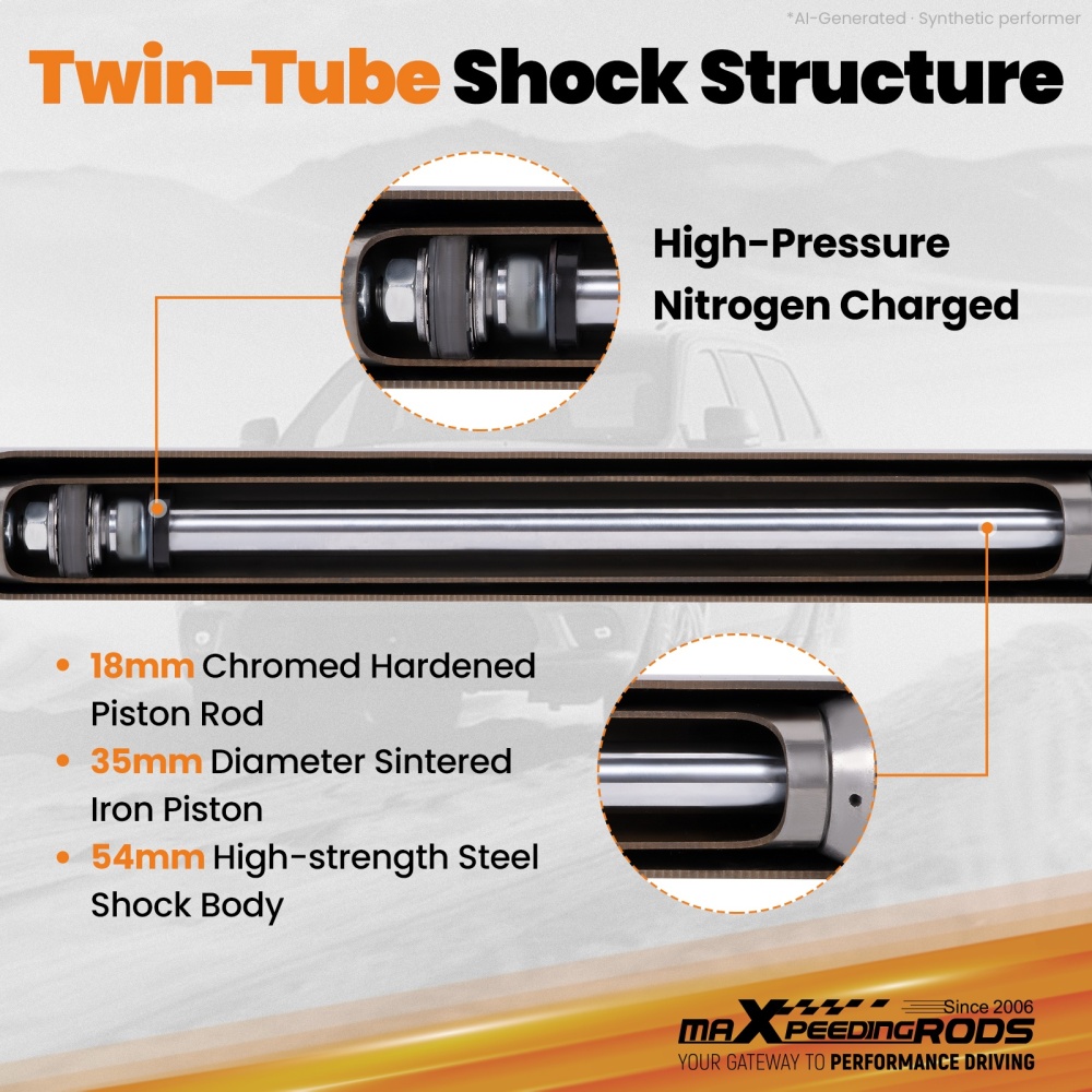 2.5 Front Lift Strut compatible for Ford F-150 Tremor 4WD 2021-2025 w/ Rear 1.25 Blocks