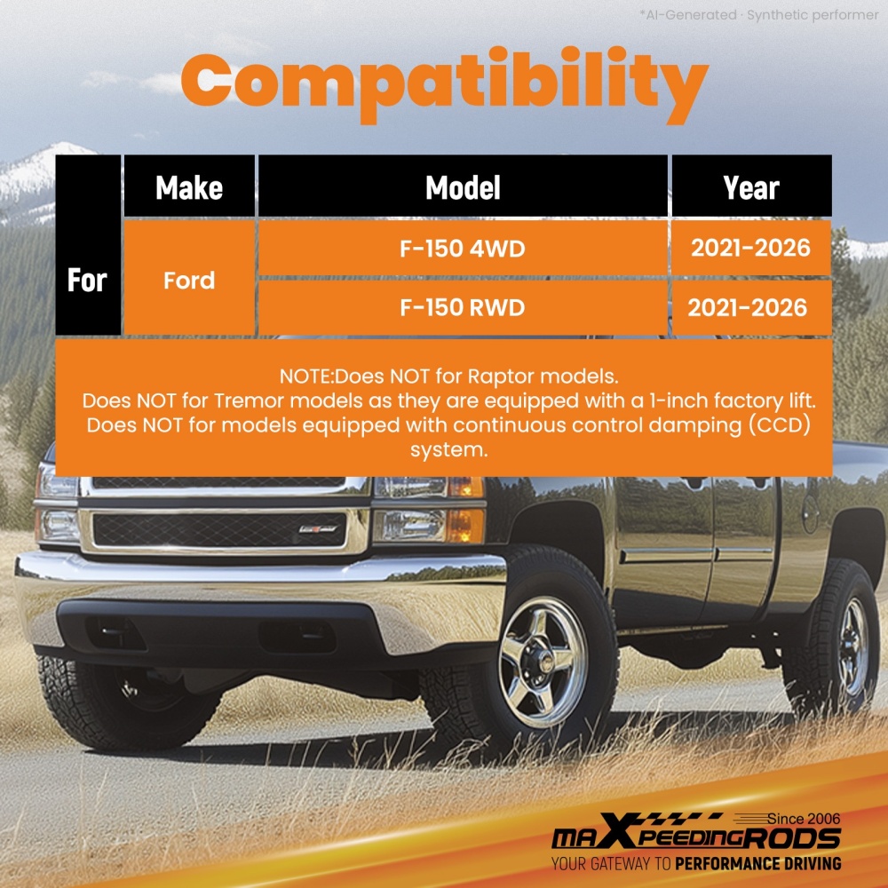 2 Suspension Lift Kit compatible for Ford F-150 4WD/RWD 2021-2026 Leveling Spacers