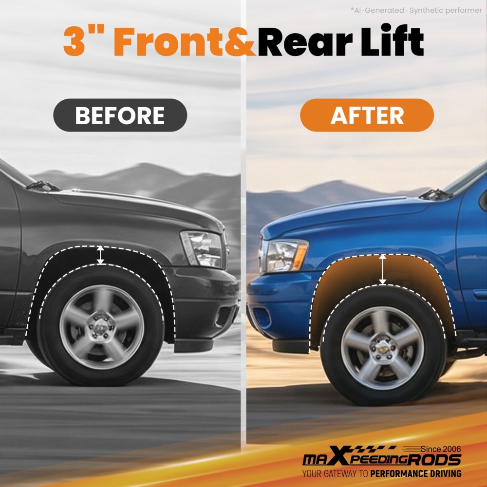 3 Inch Front Rear Leveling Kit compatible for Dodge Ram 1500 4WD 2002-2005 Lift Block
