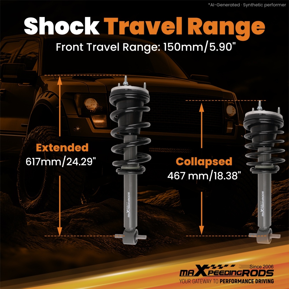 2 Front Lift Strut compatible for GMC Sierra 1500 2019-2026 2WD Gas Shock Kit