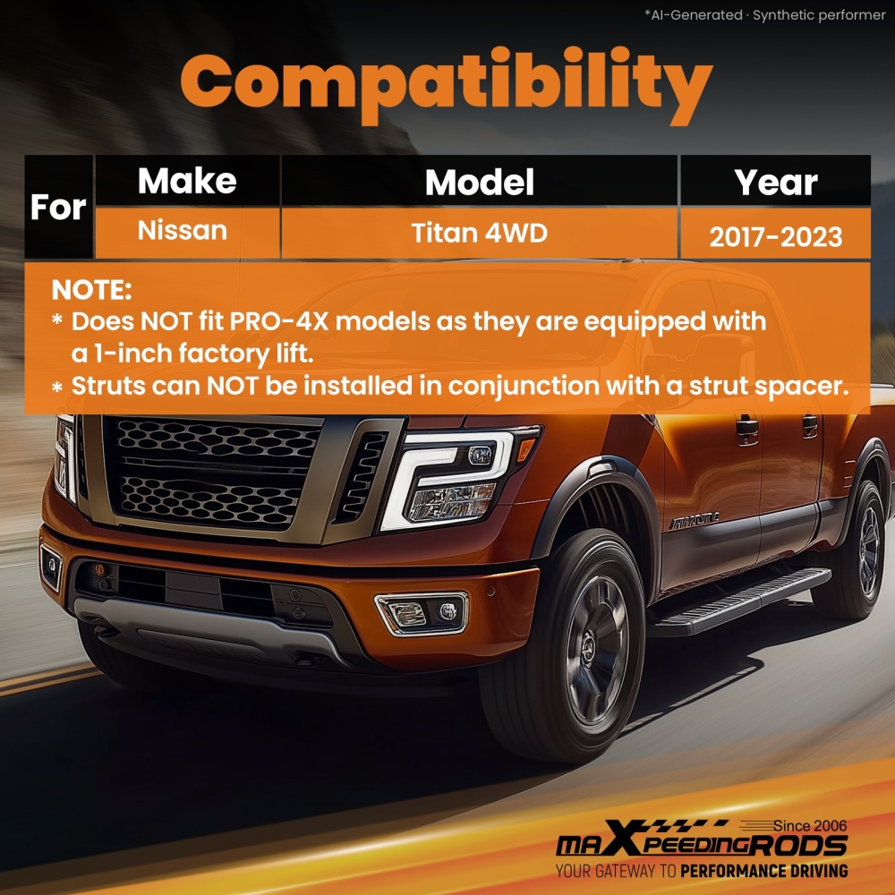 maXpeedingrods 2 Front Lift Struts compatible for Nissan Titan 4WD 2017-2023 Loaded
