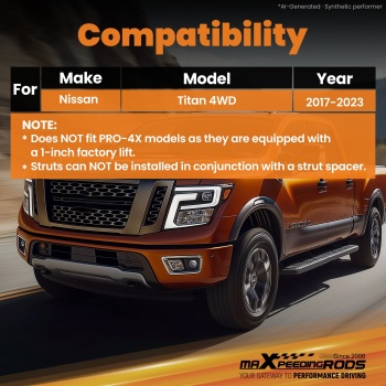maXpeedingrods 2 Front Lift Struts compatible for Nissan Titan 4WD 2017-2023 Loaded