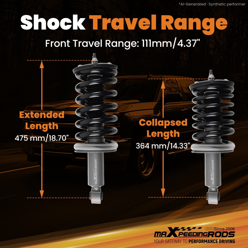 maXpeedingrods 2 Front Lift Struts compatible for Nissan Titan 4WD 2017-2023 Loaded