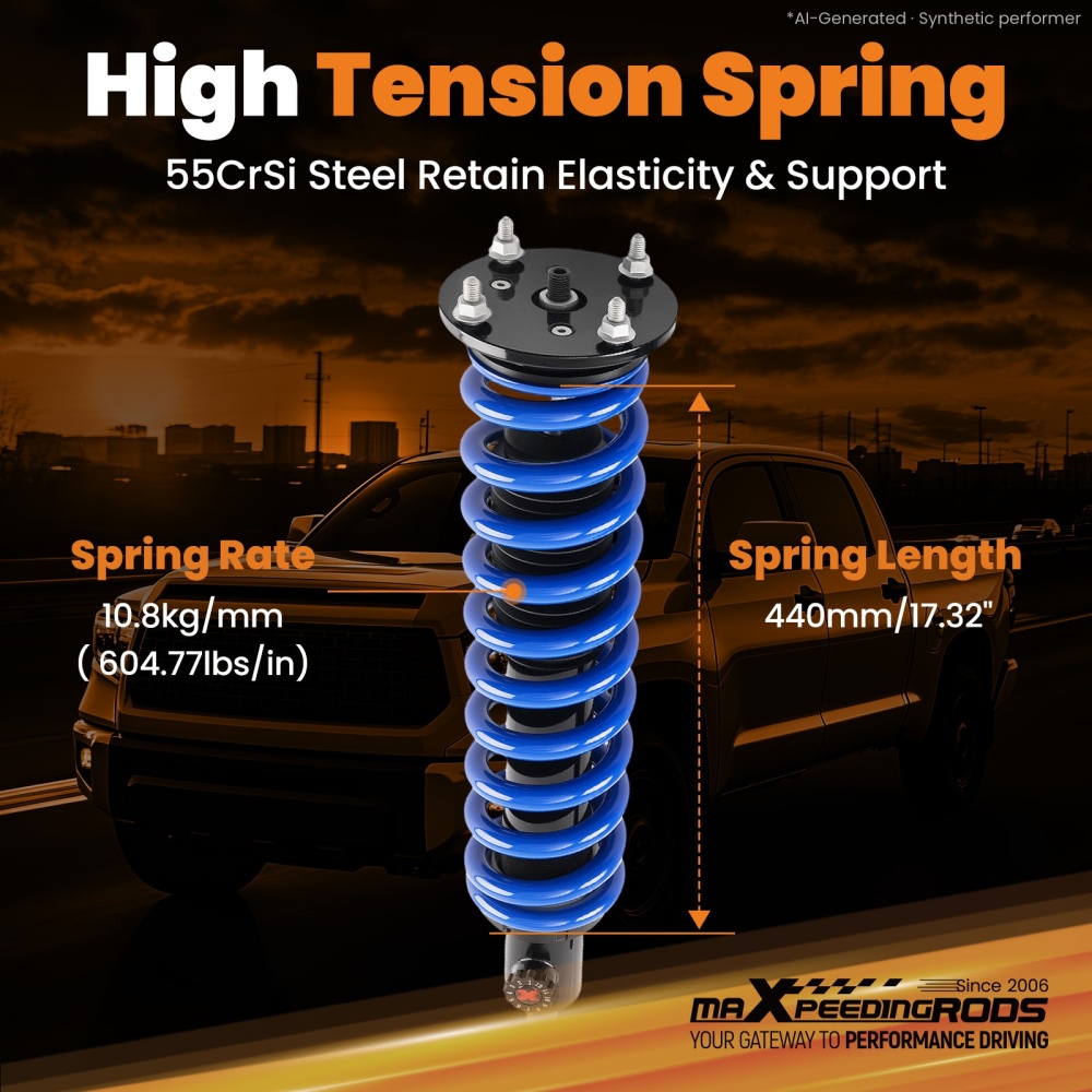 Front Lift Strut 3-3.5 compatible for Toyota Tundra 07-21 2WD 4WD 12-Level Rebound Tunable