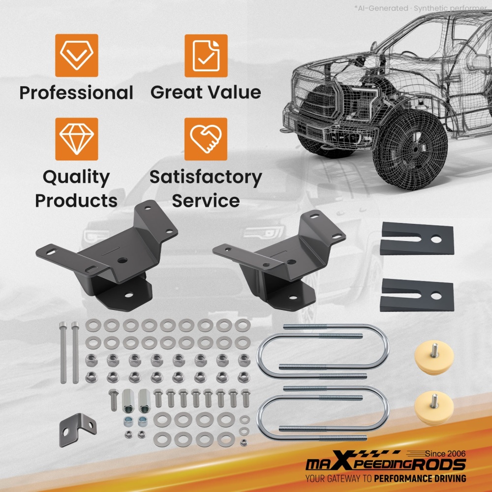 2 Kit Rear compatible for Ford F-150 compatible for Harley Davidson 1997-2003 Lowering Drop Hanger