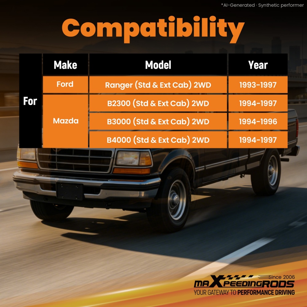 4 Leaf Spring Rear Lowering compatible for Ford Ranger/Mazda B2300/B3000 1993-1997 2WD