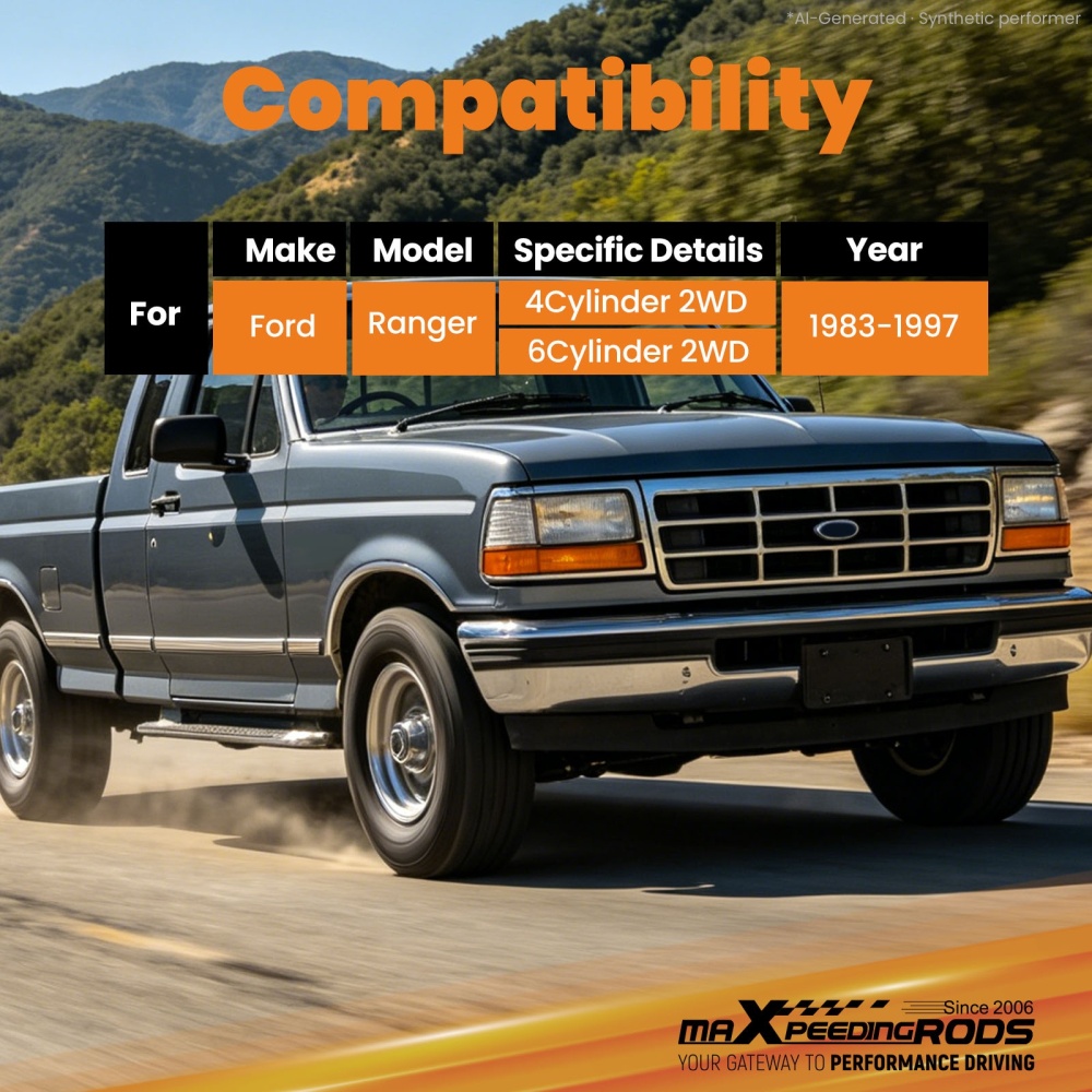 3 Front Lowering Shock Absorbers compatible for Ford Ranger 2WD 1983-1997 Twin-Tube