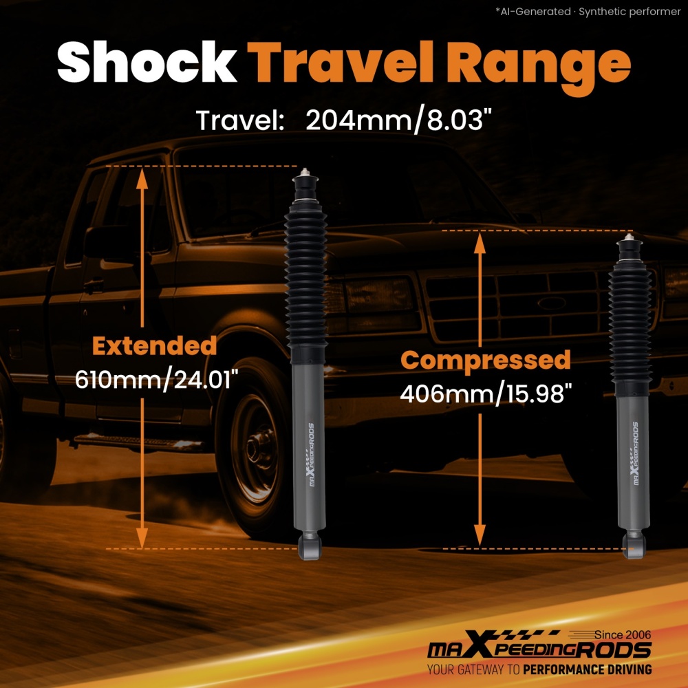 3 Front Lowering Shock Absorbers compatible for Ford Ranger 2WD 1983-1997 Twin-Tube