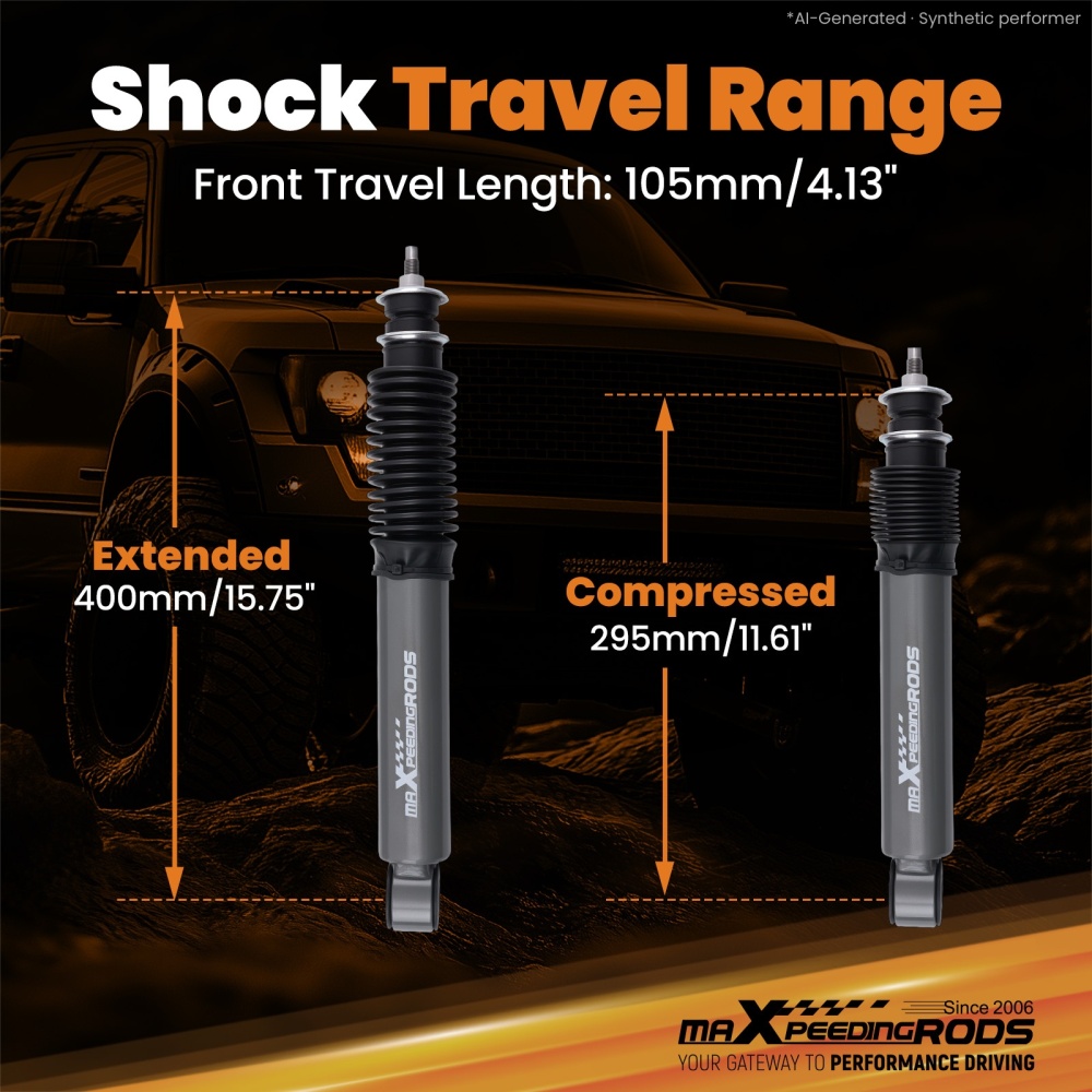 Front 2 Drop Lowering Shock compatible for Nissan Frontier 2WD 1998-2003 Gas Pair