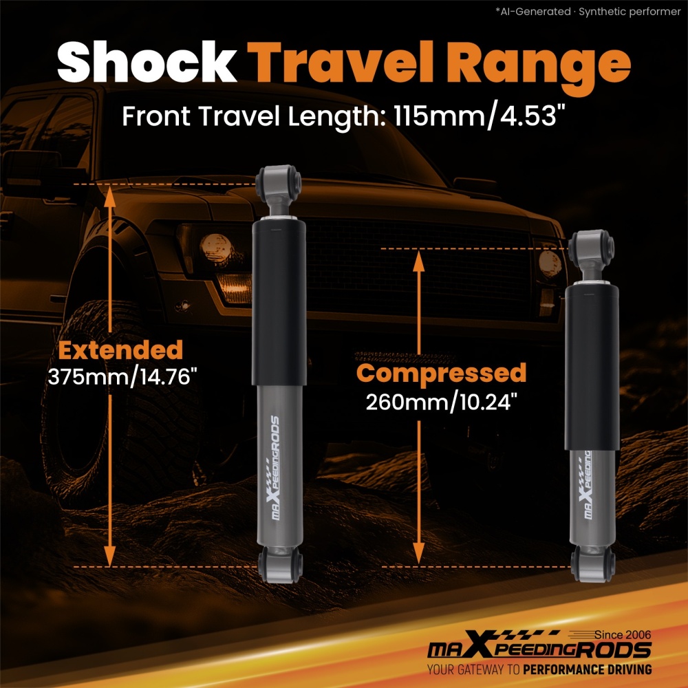 Front Lowering Shock for 1982-2004 compatible for Chevy S10 compatible for GMC S15 4WD 1-3 Nitrogen
