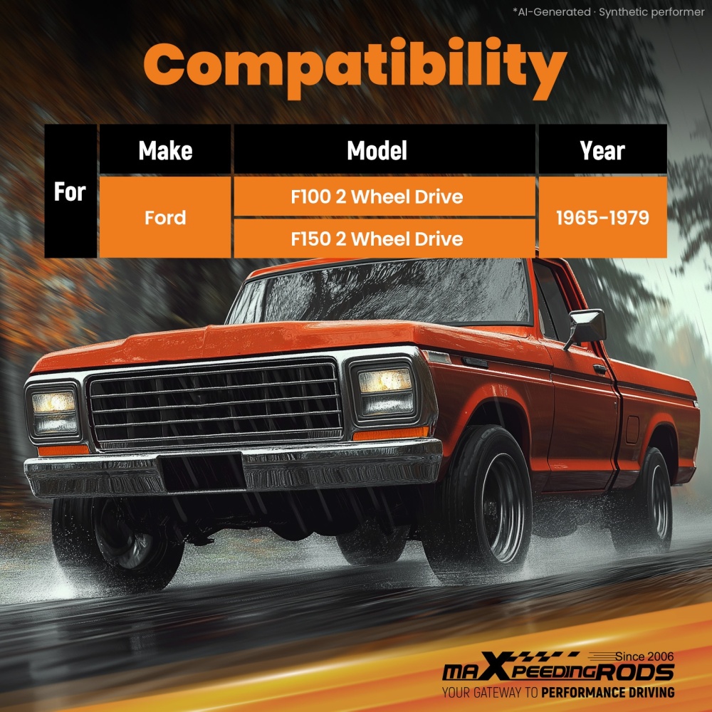 Lowering Kit with Drop Shocks compatible for Ford F100 F150 2WD 1965-1979 Front Rear