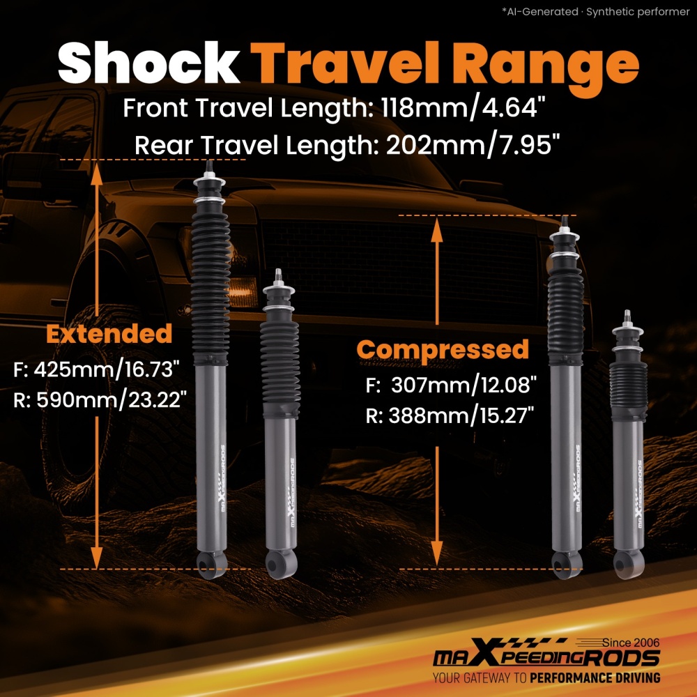 Lowering Kit with Drop Shocks compatible for Ford F100 F150 2WD 1965-1979 Front Rear
