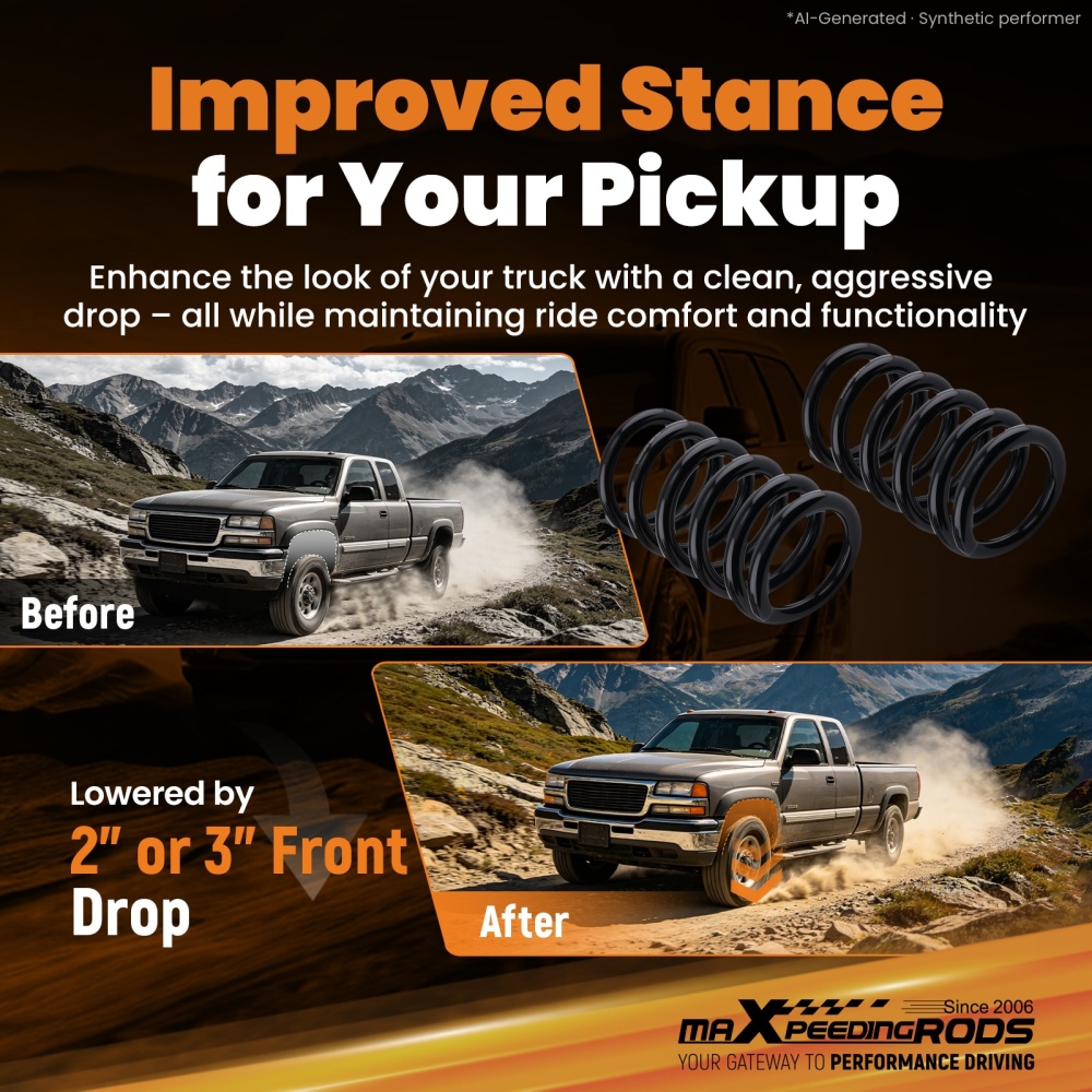2 Drop Coil Springs Front compatible for GMC S15 Jimmy 1983-1997 6cyl Lowering Kit