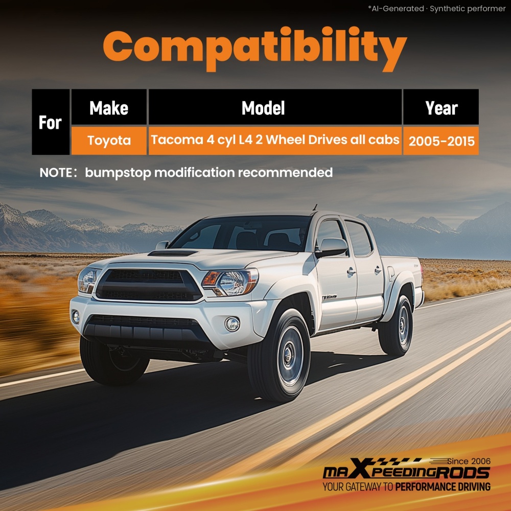 2 Inch Front Lowering Spring compatible for Toyota Tacoma 4 cyl 2 Wheel Drive 2005-2015
