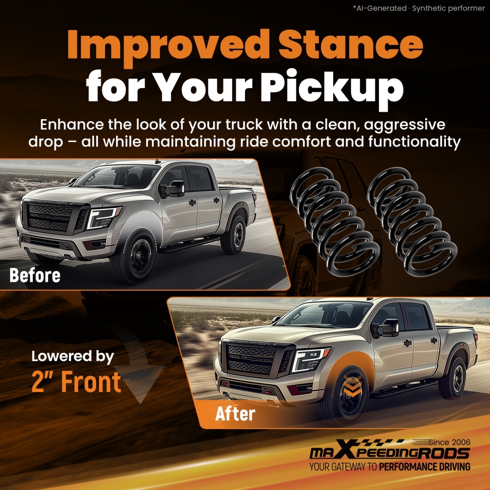 2 Front Coil Lowering Spring Set compatible for Nissan Titan 2WD 2004-2018