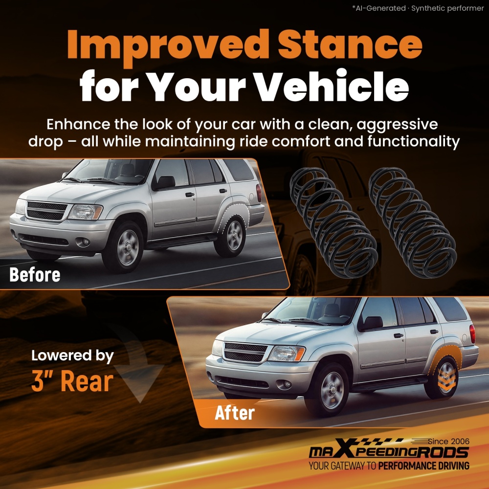 3 Rear Coil Lowering Springs compatible for Chevy Trailblazer/Compatible for GMC Envoy 2002-2009 Pair