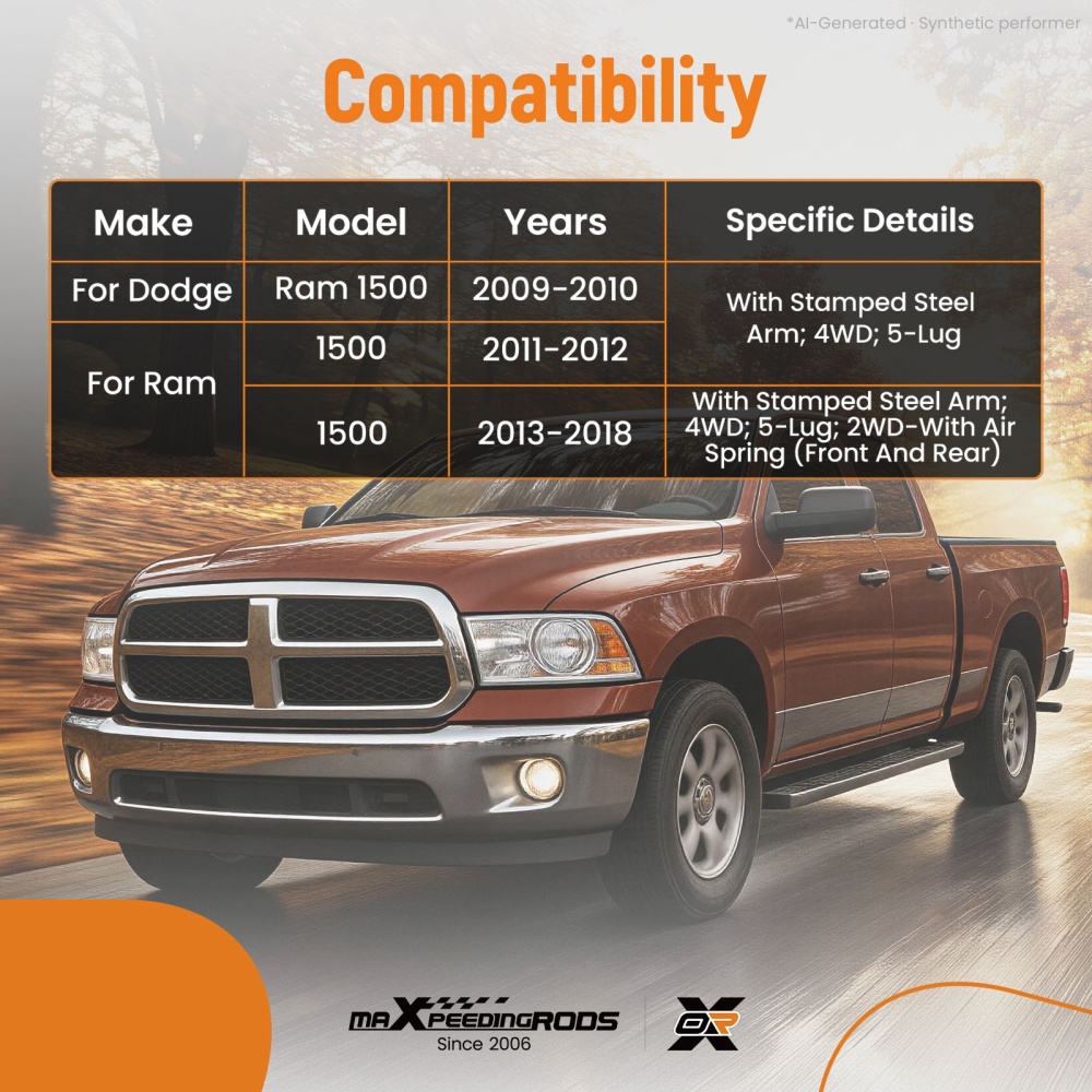 Front Upper & Lower Control Arms W/ball Joints Kit compatible for Ram 1500 2013 - 2018 4WD