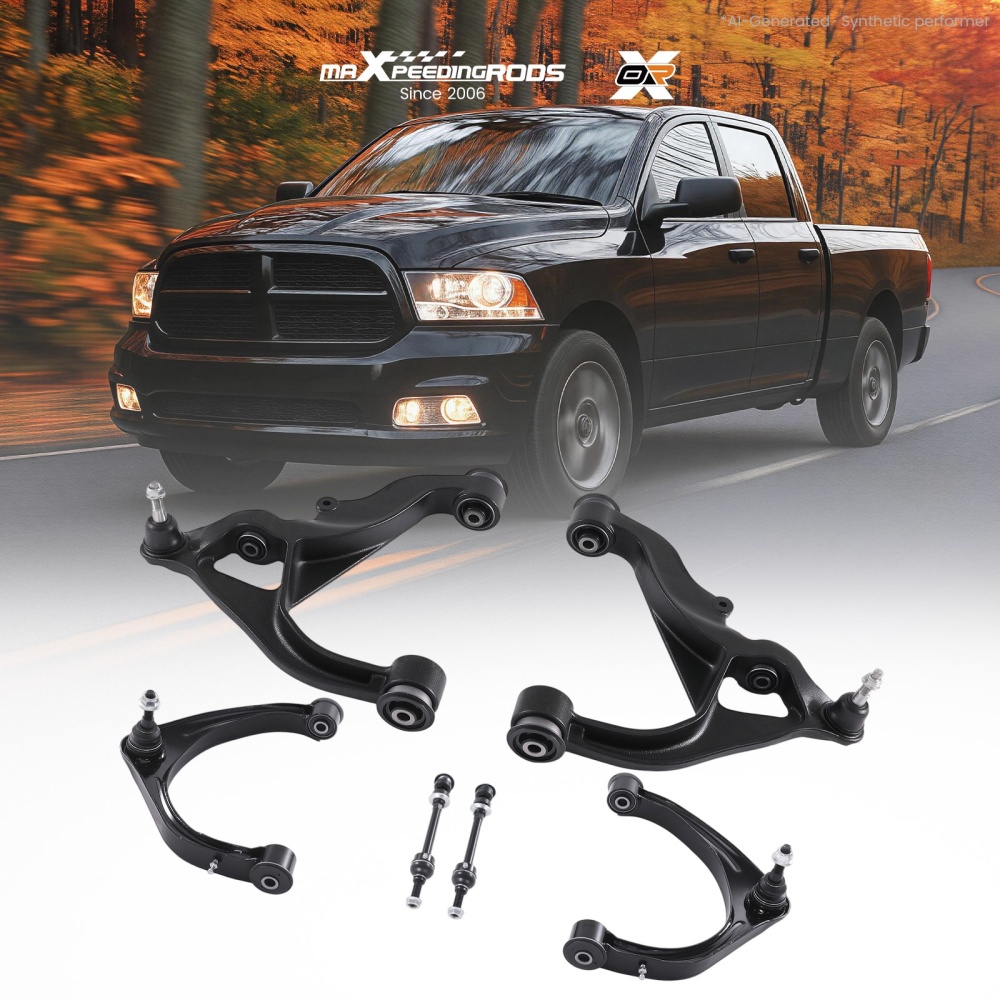 Front Upper & Lower Control Arms W/ball Joints Kit compatible for Ram 1500 2013 - 2018 4WD