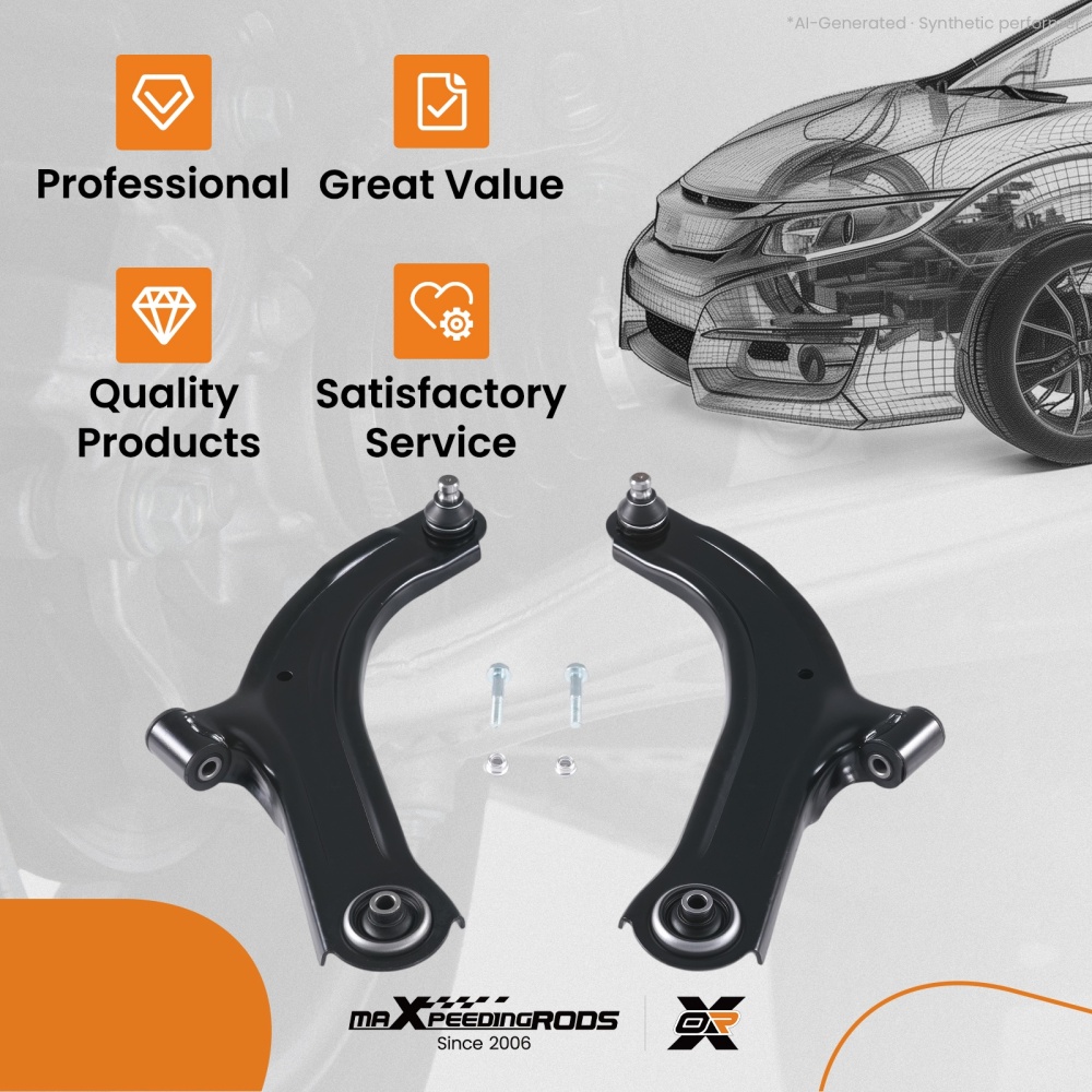 2pc Front Lower Wishbone compatible for Renault Clio III Hatch/Grandtour 05-14 8200346942