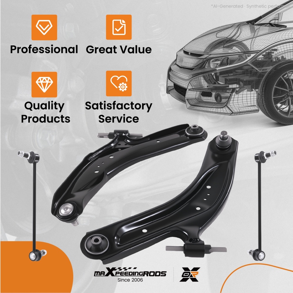 4Pc Front Suspension Lower Control Arms Ball Joint Assembly compatible for Nissan Rogue L+R