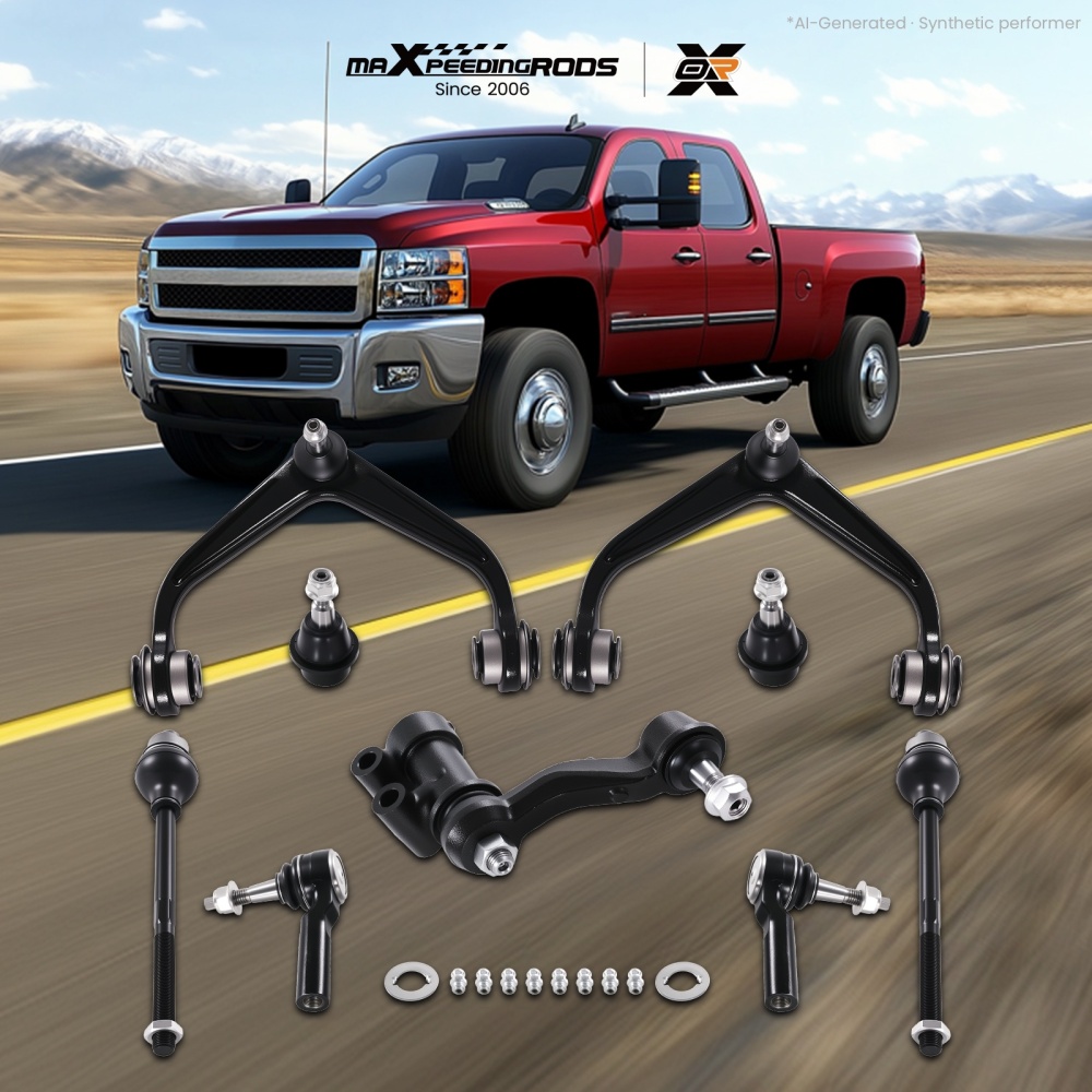 9x Front Control Arms Tie Rods for 2011-2019 compatible for Chevy Silverado Sierra 2500 3500 HD