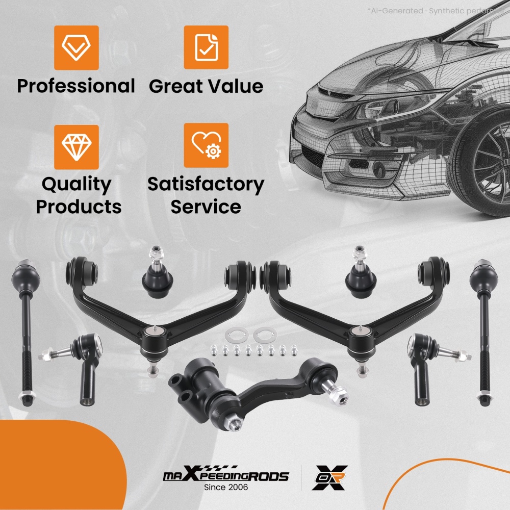 9x Front Control Arms Tie Rods for 2011-2019 compatible for Chevy Silverado Sierra 2500 3500 HD