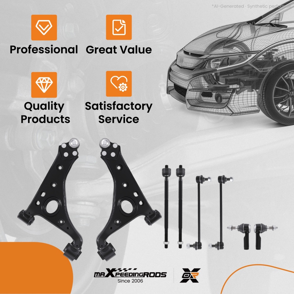 8x Front Lower Control Arms Tie Rods Sway Bars compatible for Buick Encore Trax 2013-2022