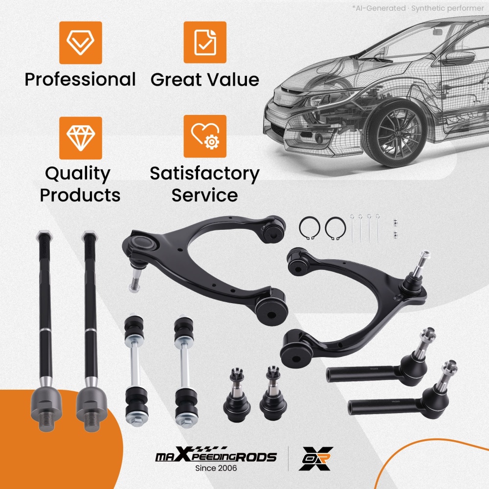 Front Shock Struts Control Arm Tie Rods For 07-16 compatible for Chevy Suburban Tahoe GMC Yukon