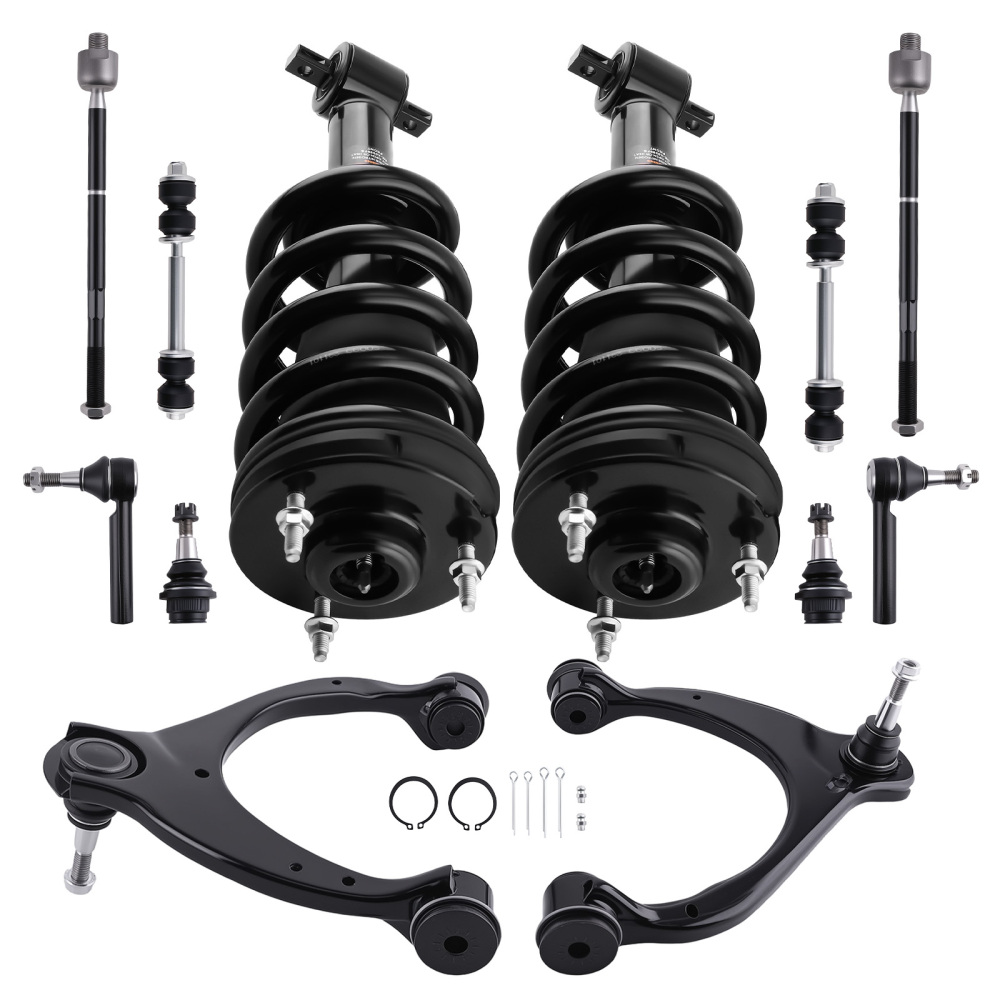 Front Shock Struts Control Arm Tie Rods For 07-16 compatible for Chevy Suburban Tahoe GMC Yukon