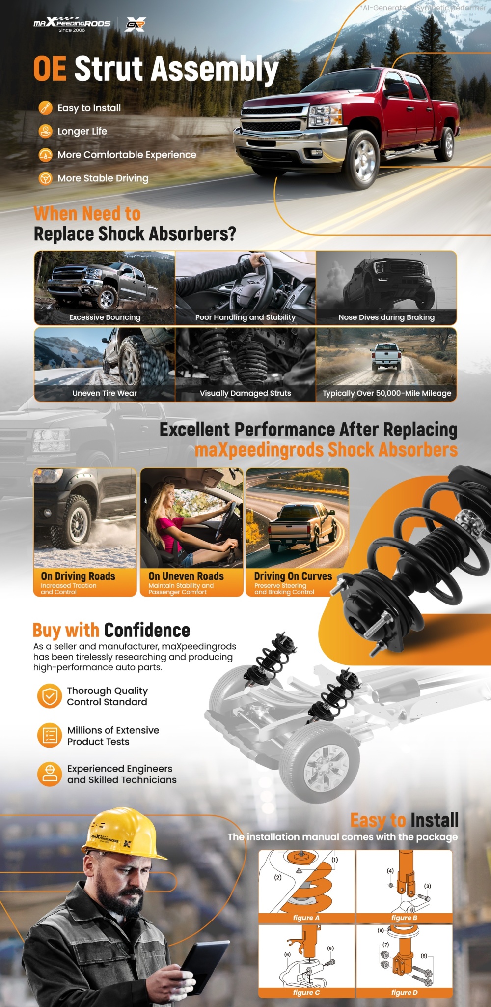 Front Struts Rear Shocks Kit compatible for Buick Enclave Chevy Traverse compatible for GMC Acadia Limited