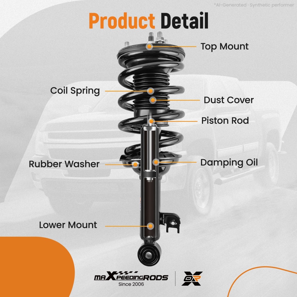 Front Pair Complete Struts w/ Spring For 2005-2015 compatible for Toyota Tacoma Base 2.7L RWD
